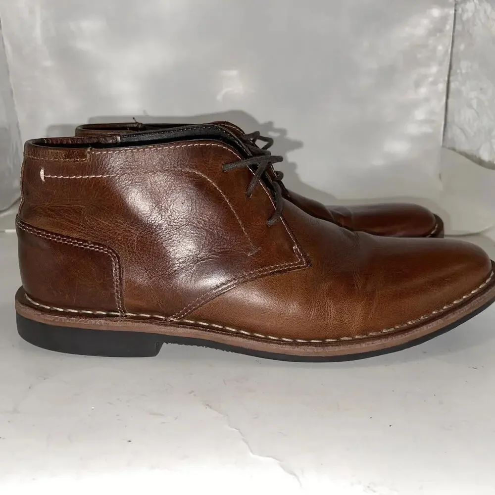 Steve Madden Chukka Boots Mens Size 8 Brown Leather Lace Up Casual P-IVON 982